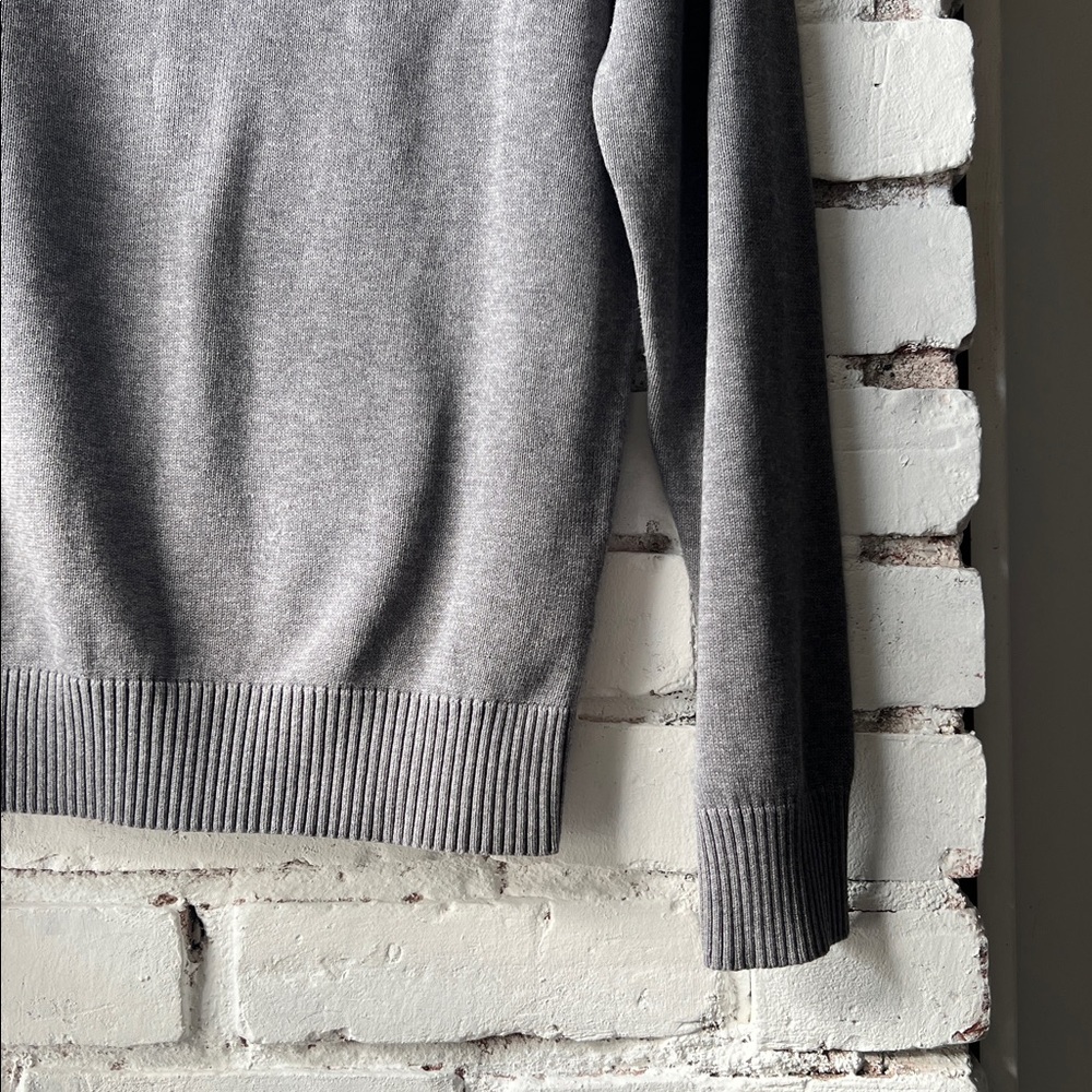 Men's Gray Sweater Cotton Crew Neck Sweatshirt Cotton Breathable Knit - Picture 9 of 11